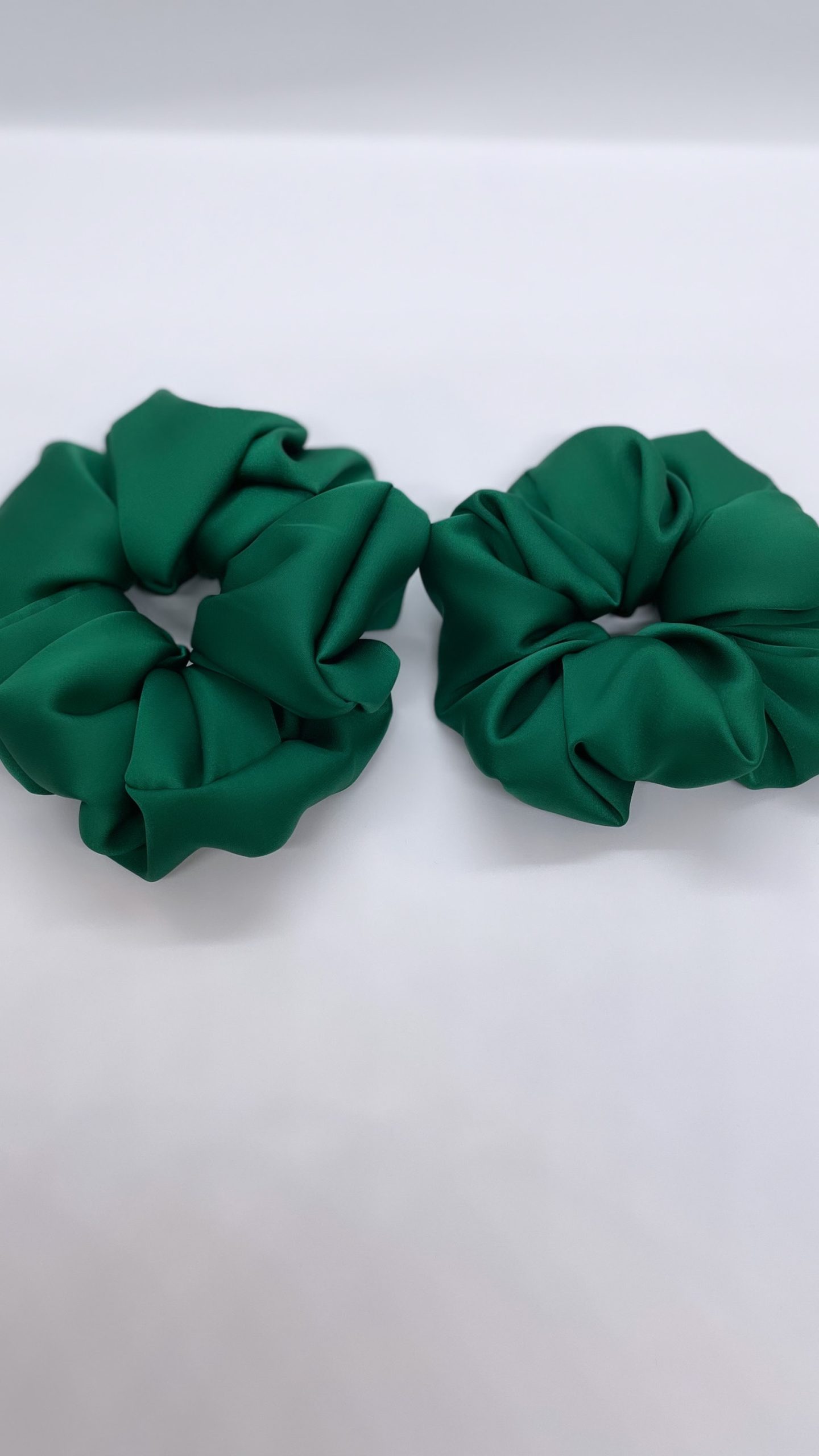 Komplet satynowych gumek mini & medium- Zielony Szmaragd